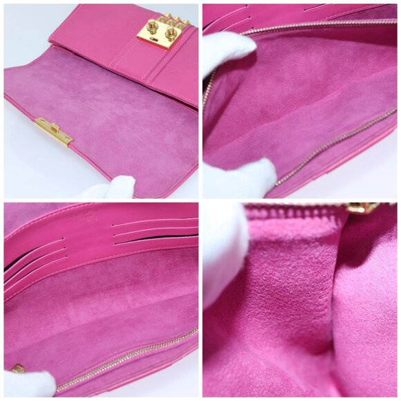 LOUIS VUITTON Monogram Pochette Courtney Bag Embossed leather Pink Auth - Picture 15 of 16